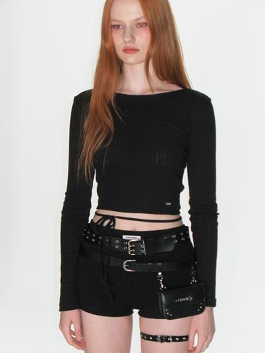 EYELET STRING CROP TOP_BLACK - CRANK - Modalova