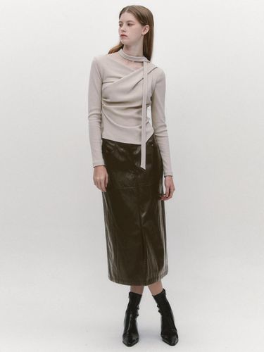 Slit Front Faux Leather Skirt BROWN - GRAYDATION - Modalova