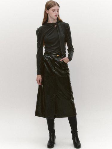 Slit Front Faux Leather Skirt BLACK - GRAYDATION - Modalova