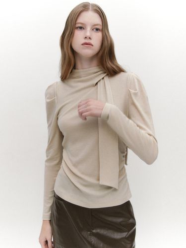 Twisted Scarf Tie T-blouse BEIGE - GRAYDATION - Modalova