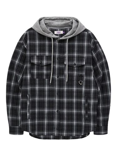 HD Check Hooded Shirt Black - HOODHOOD - Modalova