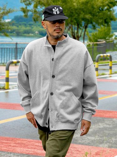 All Day Cotton Round Neck Cardigan Melange Gray - RUGGED HOUSE - Modalova