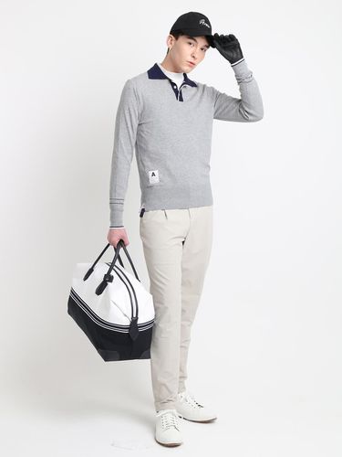 Preppy Knit Polo Shirt Gray - Aven - Modalova