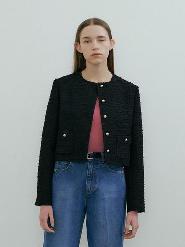 ROUND TWEED JACKET - Black - THE PENNY - Modalova