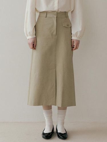 POCKET COTTON SKIRT - Khaki - THE PENNY - Modalova