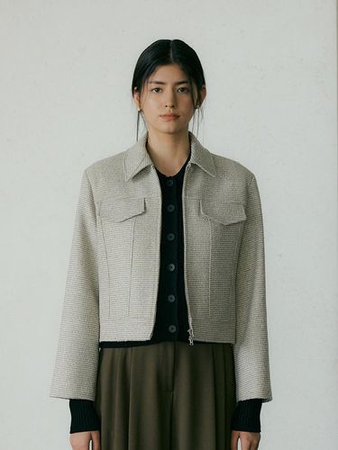 TWEED ZIPUP JACKET - Beige - THE PENNY - Modalova