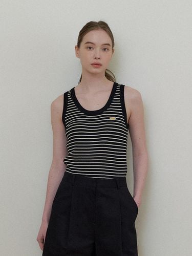 STRIPE SLEEVELESS KNITWEAR - Black - THE PENNY - Modalova