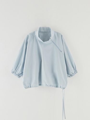 Zip-Up Half Neck Blouse SKY BLUE - The Raust - Modalova