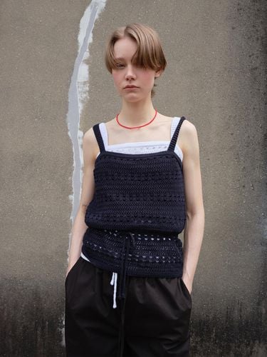 Linen skash sleeveless-top NAVY - The Raust - Modalova