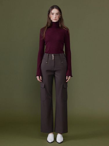 Tencel Wool Ribbed Lettuce Edge Top_Burgundy - LePersonalOrder - Modalova