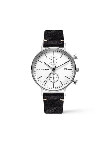 CARVEN] Men's Leather Watch CV601 - WH/R. BK (S) - MAISON246 - Modalova