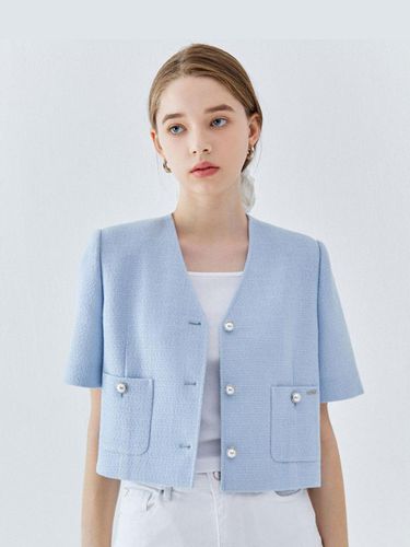 Short-sleeved tweed jacket - Guess - Modalova