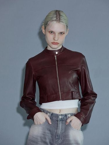 Leather cropped biker jumper - PINBLACK - Modalova