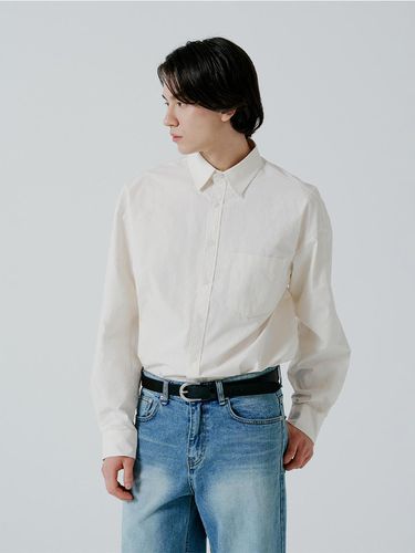 MEN) Cotton Oversized-Fit Basic Shirt Cream - PINBLACK - Modalova