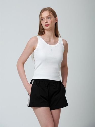 Logo embroidered ribbed sleeveless top white - PINBLACK - Modalova