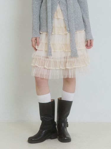 TWILIGHT VELVET TIERED SKIRT_LIGHT BEIGE - PINK PINEAPPLE - Modalova