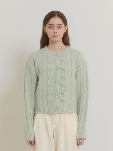 POMPOM TWIST CARDIGAN_MINT - PINK PINEAPPLE - Modalova