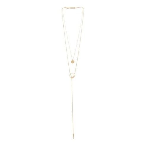 Signet Ring Tie Double Necklace - viollina - Modalova