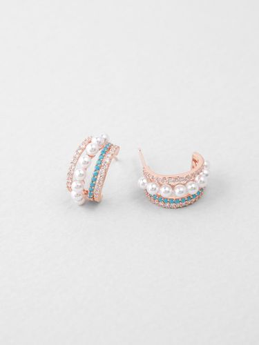 Rivero Triple Line Turquoise Hoop Earrings - JUDY AND PAUL - Modalova