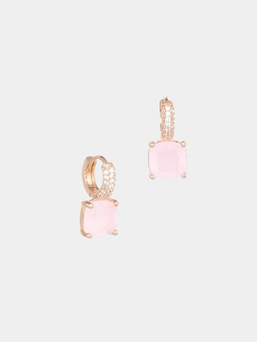 Rudia Square Rose Quartz Drop Earrings - JUDY AND PAUL - Modalova