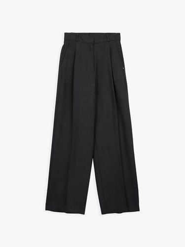 FLEECE PLEATED LOOSE FIT SLACKS_GREY - healiote - Modalova