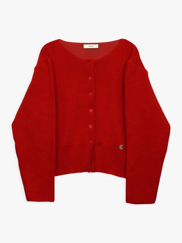 ROUND NECK CASHMERE WOOL CARDIGAN_RED - healiote - Modalova