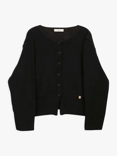 ROUND NECK CASHMERE WOOL CARDIGAN_BLACK - healiote - Modalova