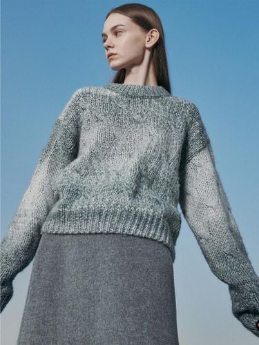 WOOL BLEND CABLE - KNIT TOP WASHED GRAY - RE RHEE - Modalova