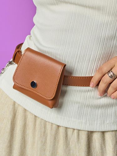 Vegan Leather Layered Pocket Pouch Belt [CAMEL] - KOLEAT - Modalova