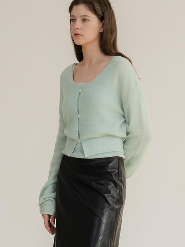 Mule Mohair Cardigan (Pure mint) - UMER - Modalova