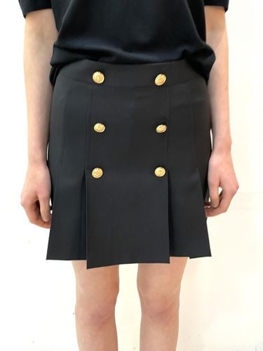 Gold button Black Pleats Mini Skirt Pants _Gold bu - DAMAGE MNEMONIC - Modalova