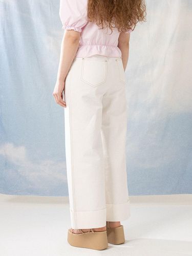 TURN UP WIDE PANTS_WHITE - oneninenineone - Modalova