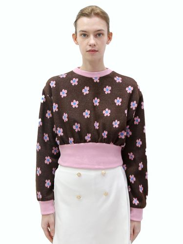 Flower Brown Cropped Sweatshirt_ Flower Brown Crop - DAMAGE MNEMONIC - Modalova