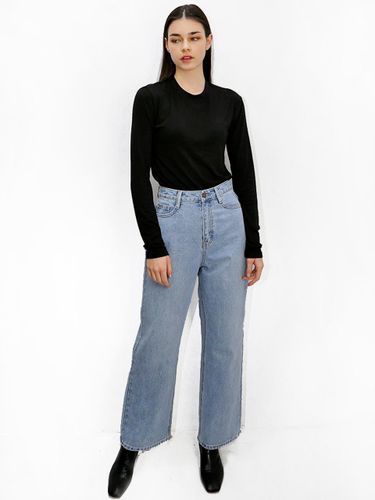 High-waist straight denim light jeans_ High waist - DAMAGE MNEMONIC - Modalova