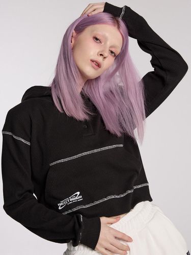 LINE STITCH HOODIE (BLACK) - OoH-AHh! - Modalova