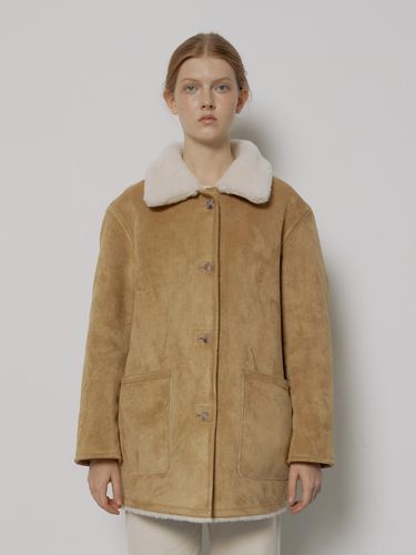 Reversible suede leather coat (Beige) - moslu - Modalova