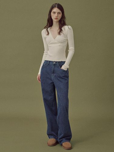 Danber Stripe Wide Denim Pants - TWEE - Modalova