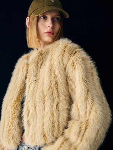 No Collar Fur Jacket [BEIGE] / WBD4L09520 - GENERAL IDEA - Modalova