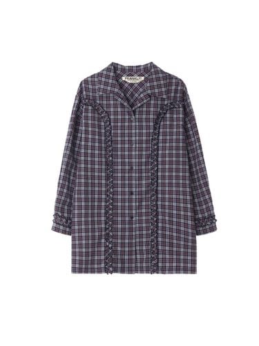 Ruffle Pajama Long Shirts, Navy - FRANKLY! - Modalova