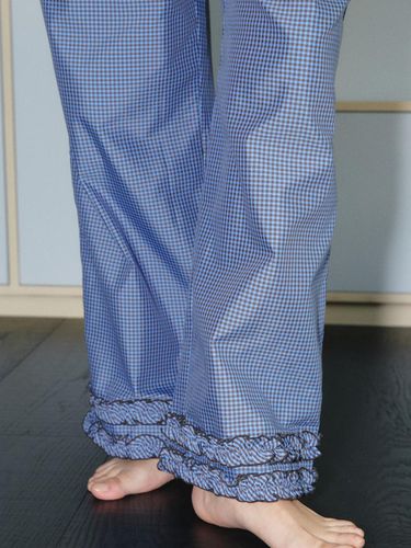 Ruffle Pajama Pants, Blue - FRANKLY! - Modalova