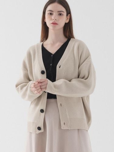 Classic Oversized Fit V-Neck Cardigan (Light Beige - PIANER - Modalova