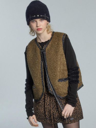 TWEED TAPE FUR VEST (BROWN) - OoH-AHh! - Modalova