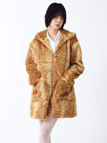 DEER FUR HOODIE DUFFLE COAT_BROWN - oneninenineone - Modalova