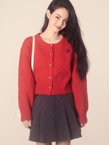 Betty Boop Heart Round Neck Cropped Knit Cardigan_ - ULKIN CANVAS - Modalova