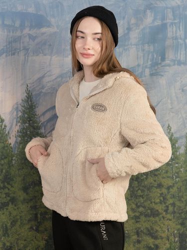 Back Fluffy Fleece Hooded Jacket DTF4W - 5131 2col - DURAN - Modalova