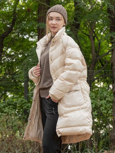 Back light warm down hooded long padded jacket DTF - DURAN - Modalova