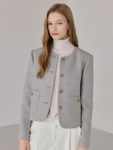 Round Tweed Jacket_Light Gray - hyyk - Modalova