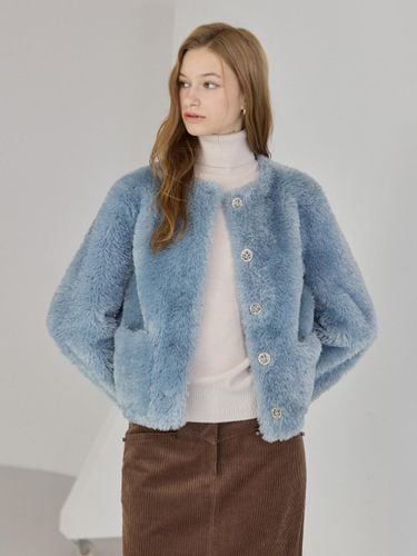 Eco Fur Round Jacket_Blue - hyyk - Modalova