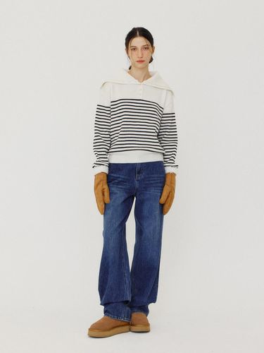 Semi-wide washed denim pants Deep blue - LESEIZIEME - Modalova