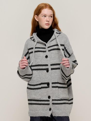 Heavy Oversized Hooded Knit Cardigan (Gray) - CARGOBROS - Modalova